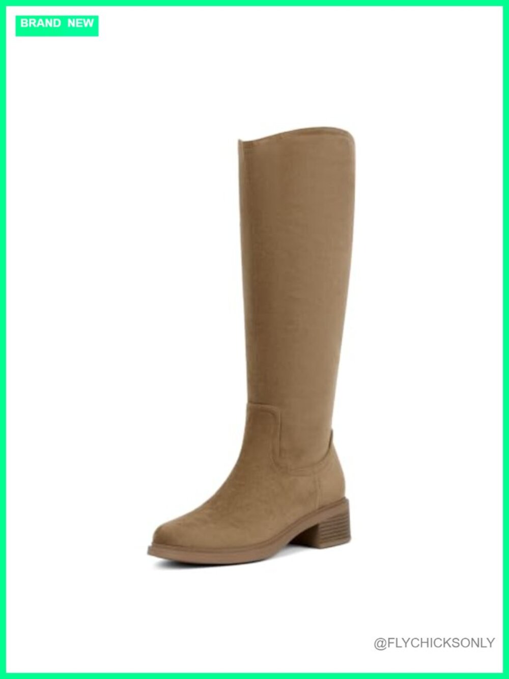 Women's Knee High Boots Faux Suede Side Zipper Block Heel Tall